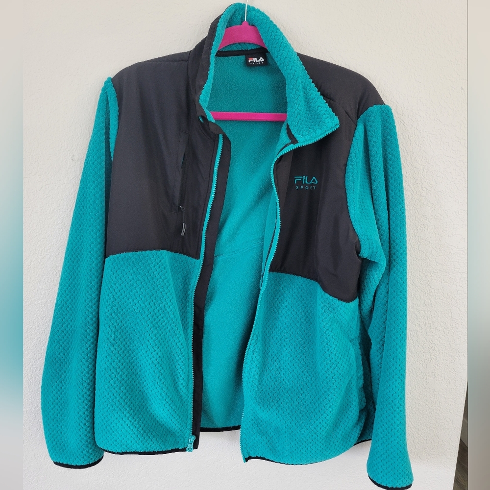 Fila Sport Althletic Jacket Teal Green 3 Pockets